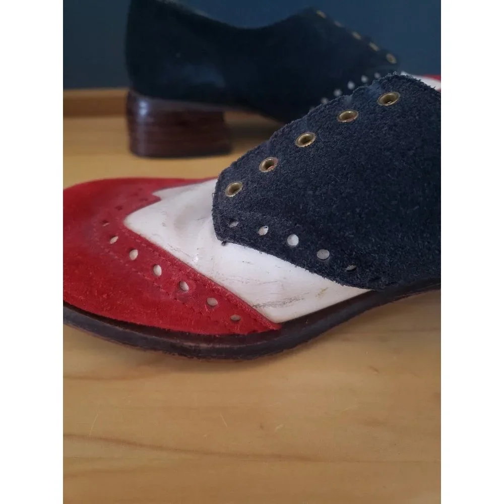 60s/70s Red, White, and Blue Suede Shoes - Picture 5 of 12